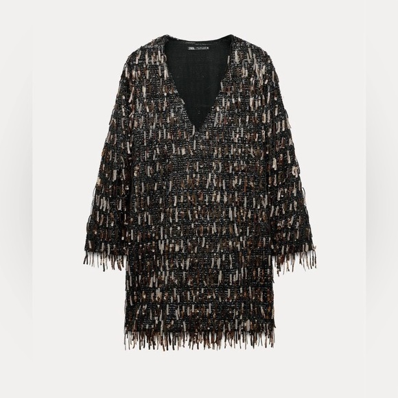 ZARA Chic Black Sequin Dress - Picture 4 of 6